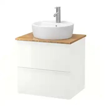 IKEA Godmorgon/tolken / törnviken szafka z blatem i umywalką 45cm, połysk biały/bambus bateria dalskär, 62x49x74 cm oferta