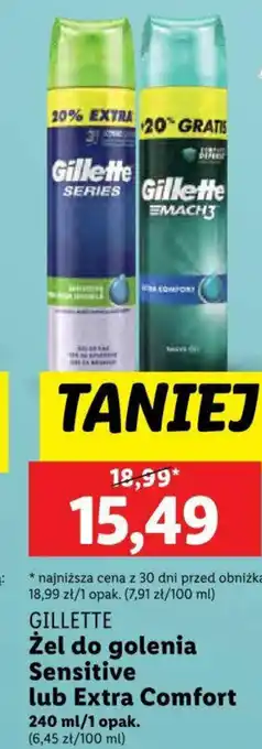 Lidl GILLETTE Żel do golenia Sensitive lub Extra Comfort 240ml oferta