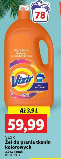 Lidl VIZIR Żel do prania tkanin kolorowych 3,9l oferta