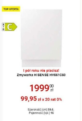Media Expert Zmywarka Hisense HV661C60 oferta