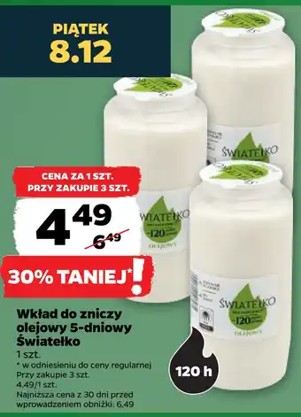Netto Wkład do zniczy olejowy 5-dniowy światełko oferta