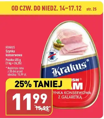 ALDI Szynka konserwowa 455 g oferta
