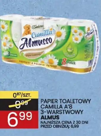 Wafelek PAPIER TOALETOWY CAMILLA A'8 3-WARSTWOWY ALMUS oferta