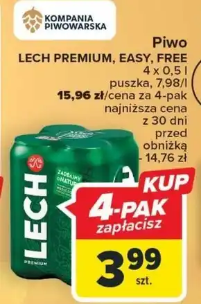 Carrefour Lech premium piwo jasne 4 x 500 ml oferta