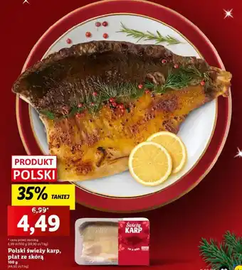 Lidl Polski świeży karp płat ze skórą 100g oferta