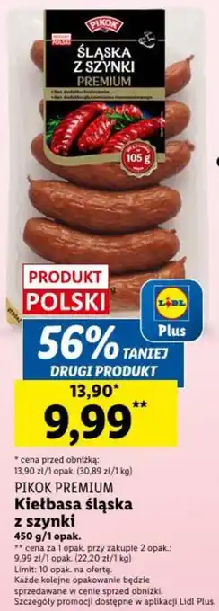 Lidl PIKOK PREMIUM Kiełbasa śląska z szynki 450g oferta