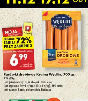 Biedronka Parówki drobiowe Kraina Wędlin 700g oferta