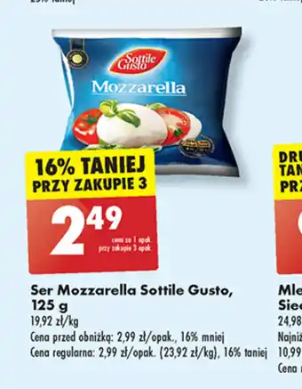 Biedronka Ser Mozzarella Sottile Gusto, 125 g oferta