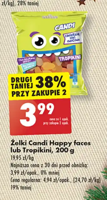 Biedronka Żelki Candi Happy faces lub Tropikini, 200 g oferta