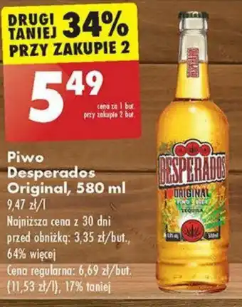 Biedronka Piwo Desperados Original, 580 ml oferta