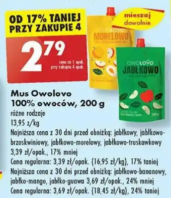 Biedronka Mus Owolovo 100% owoców, 200 g oferta
