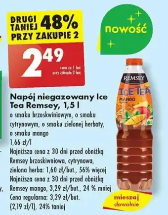 Biedronka Napój niegazowany Ice Tea Remsey, 1,5 l oferta