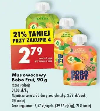 Biedronka Mus owocowy Bobo Frut, 90 g oferta