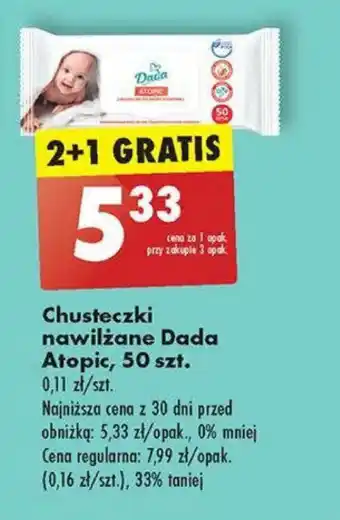 Biedronka Chusteczki nawilżane Dada Atopic, 50 szt. oferta