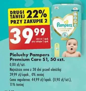 Biedronka Pieluchy Pampers Premium Care S1, 50 szt. oferta