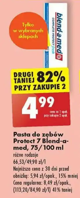 Biedronka Pasta do zębów Protect 7 Blend-a-med, 75/100 ml oferta