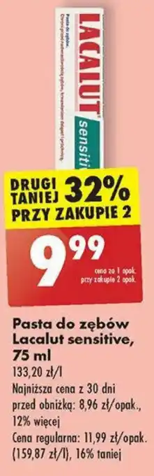 Biedronka Pasta do zębów Lacalut sensitive, 75 ml oferta