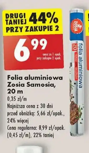 Biedronka Folia aluminiowa Zosia Samosia, 20 m oferta