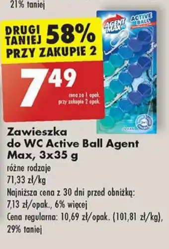 Biedronka Zawieszka do WC Active Ball Agent Max, 3x35 g oferta