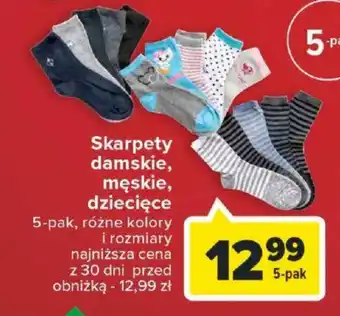 Carrefour Skarpety damskie męskie dziecięce 5 pak oferta