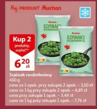 Auchan Szpinak rozdrobniony 450 g oferta