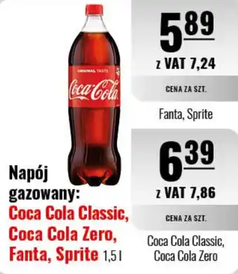 Eurocash Napój gazowany: Coca Cola Classic, Coca Cola Zero, Fanta, Sprite 1,5 l oferta