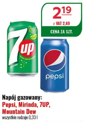 Eurocash Napój gazowany: Pepsi, Mirinda, 7UP, Mountain Dew 0,33 l oferta