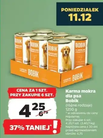 Netto Karma mokra dla psa Bobik 1250g oferta