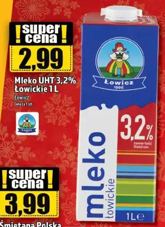 Topaz Mleko UHT 3,2% Łowickie Łowicz 1 L oferta