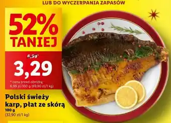 Lidl Polski świeży karp, płat ze skórą 100 g oferta