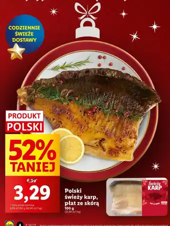 Lidl Polski świeży karp, płat ze skórą 100 g oferta