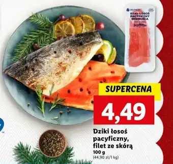 Lidl Dziki łosoś pacyficzny, filet ze skórą 100 g oferta
