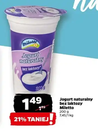 Netto Jogurt naturalny bez laktozy Miletto 200 g oferta