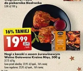 Biedronka Nogi z kaczki z sosem żurawinowym Wolno Gotowane Kraina Mięs, 500 g oferta