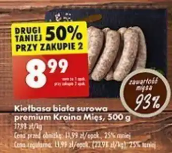 Biedronka Kiełbasa biała surowa premium Kraina Mięs, 500 g oferta