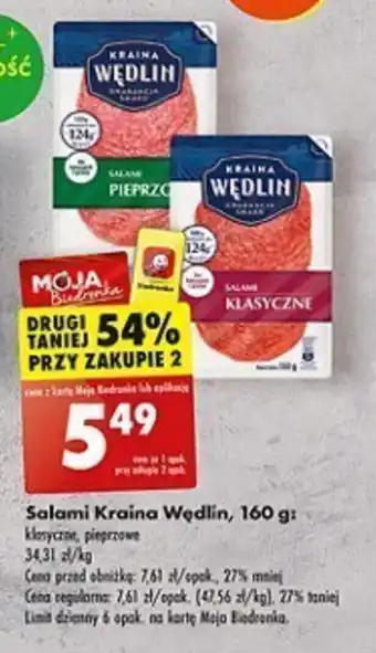 Biedronka Salami Kraina Wędlin, 160 g oferta