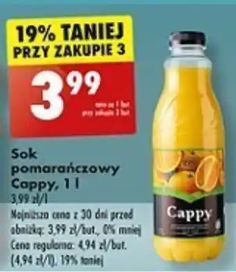 Biedronka Sok pomarańczowy Cappy, 1 l oferta