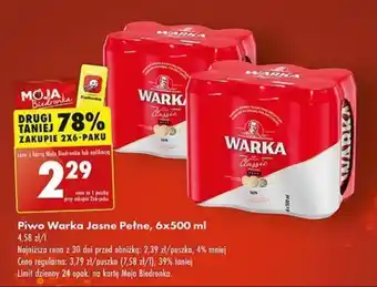 Biedronka Piwo Warka Jasne Pełne, 500 ml oferta