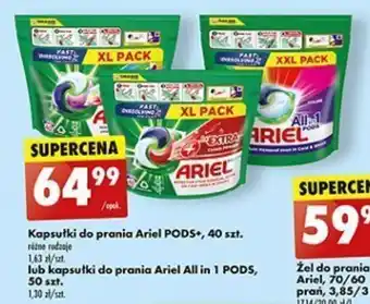 Biedronka Kapsułki do prania Ariel PODS+, 40 szt. / kapsułki do prania Ariel All in 1 PODS, 50 szt. oferta