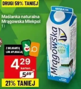Delikatesy Centrum Maślanka naturalna Mrągowska Mlekpol 1l oferta