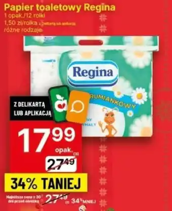 Delikatesy Centrum Papier toaletowy Regina 12 rolek oferta