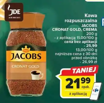 Carrefour Market Kawa rozpuszczalna JACOBS CRONAT GOLD, CREMA 200 g oferta