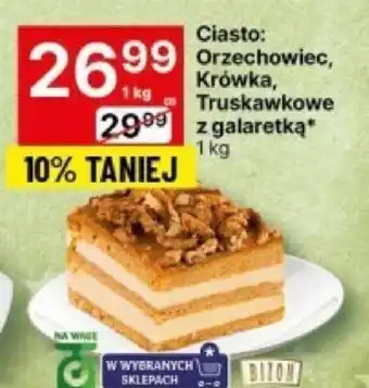 Delikatesy Centrum Ciasto Orzechowiec Krówka Truskawkowe z galaretką 1kg oferta