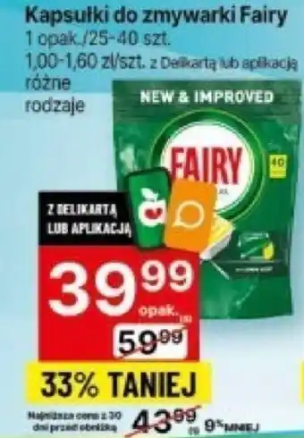 Delikatesy Centrum Kapsułki do zmywarki Fairy 25-40szt. oferta