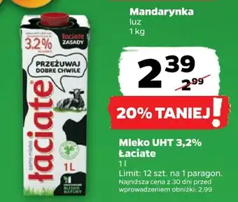 Netto Mleko UHT 3,2% Łaciate 1l oferta