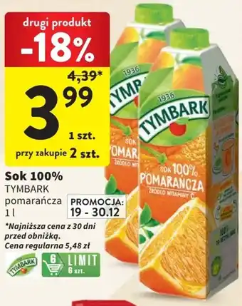 Intermarche Sok 100% TYMBARK 1l oferta