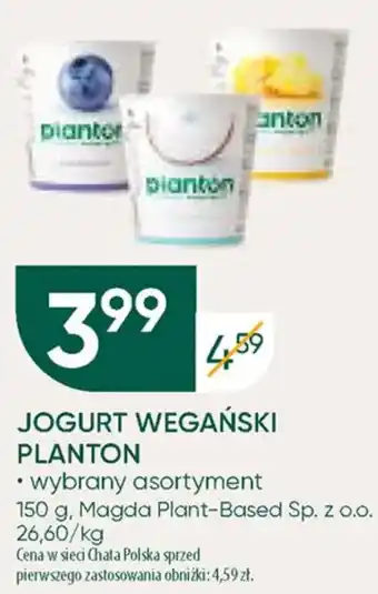 Chata Polska JOGURT WEGAŃSKI PLANTON 150 g oferta