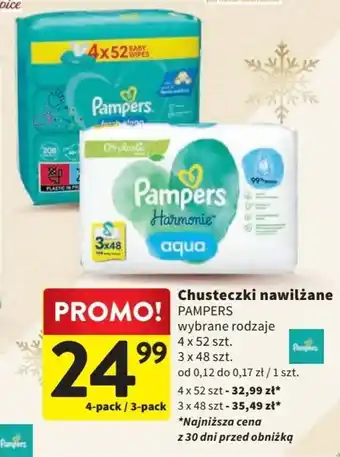 Intermarche Chusteczki nawilżane Pampers 4x52szt. oferta