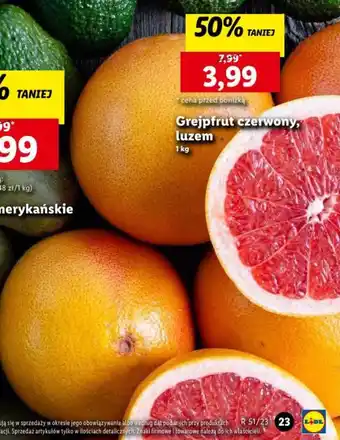 Lidl Grejpfrut czerwony 1 kg oferta