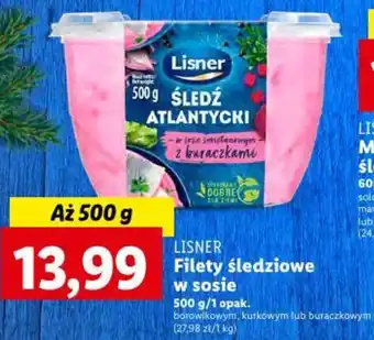 Lidl LISNER Filety śledziowe w sosie 500g oferta